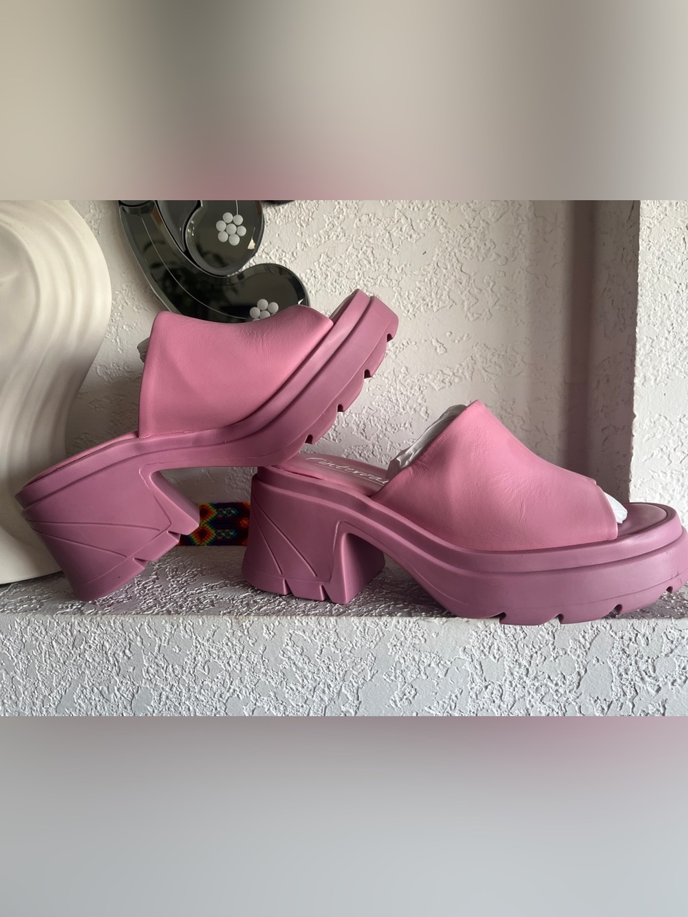L'INTERVALLE Bubblegum Pink Platform Mule Heels